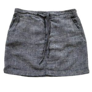 Max Studio S Blue Chambray Linen Mini Skirt